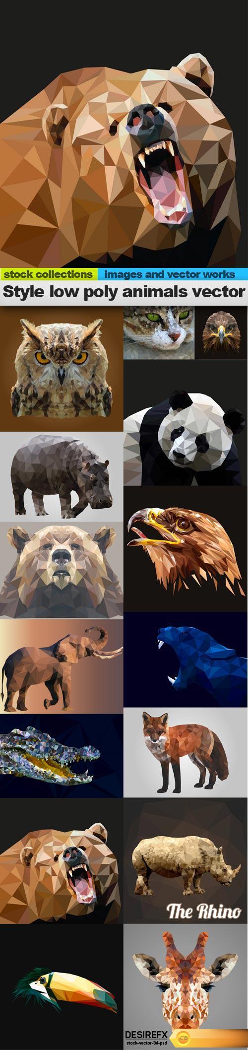 Style low poly animals vector, 15 x EPS
