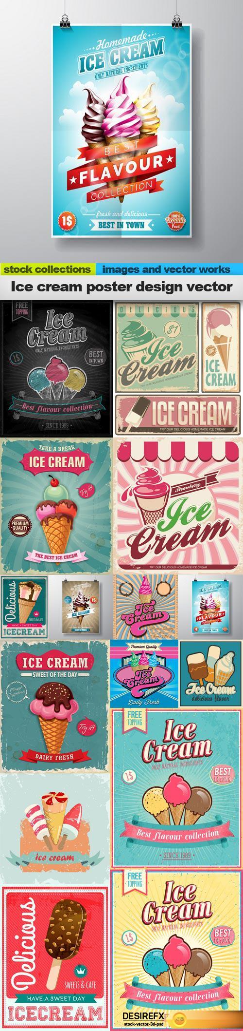 Ice cream poster design vector, 15 x EPS