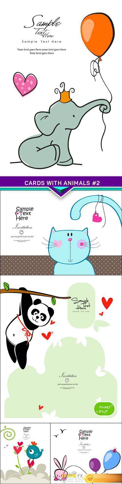 Cards with animals #2 5x EPS