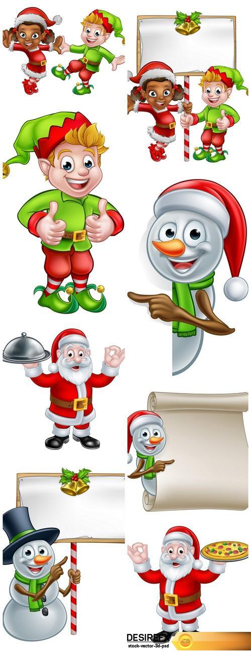 Cute Cartoon Christmas Elf , Santa Claus 8X EPS