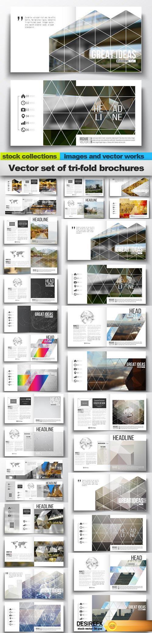 Vector set of tri-fold brochures, 15 x EPS