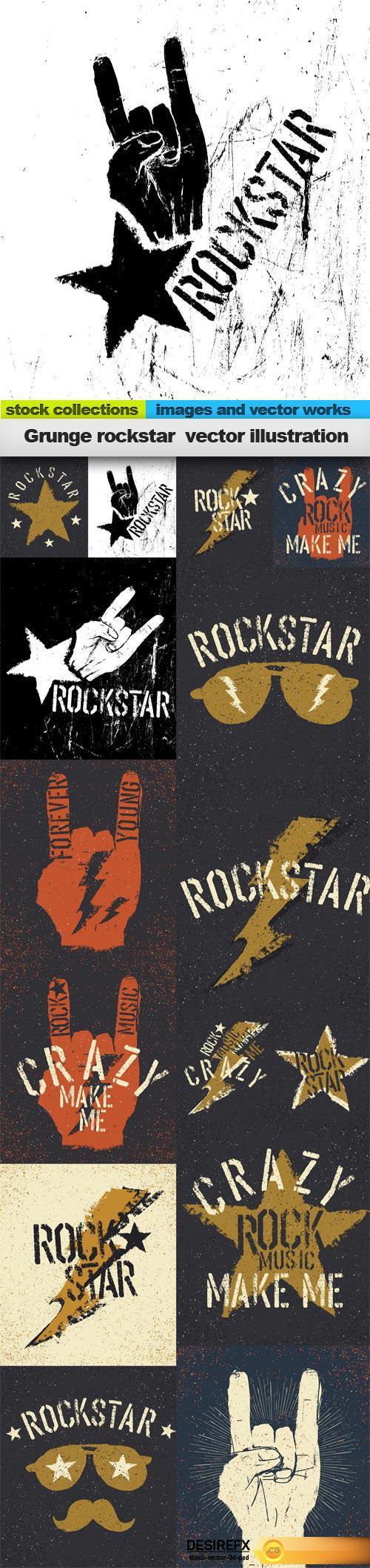 Grunge rockstar  vector illustration, 15 X EPS