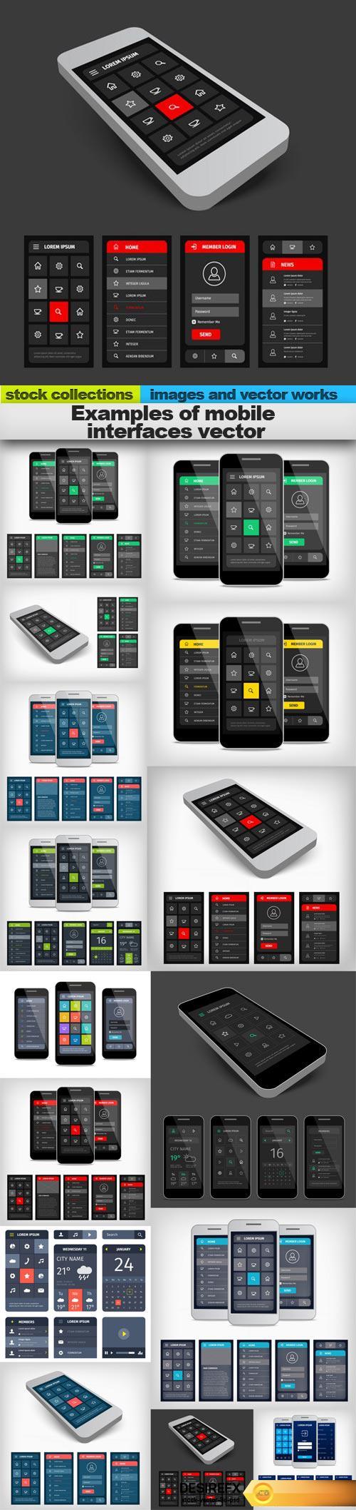 Examples of mobile interfaces vector, 15 x EPS