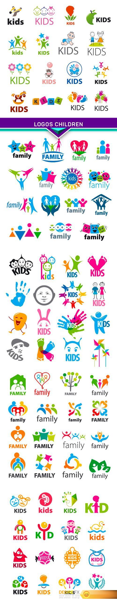 large collection of vector logos children 5x EPS