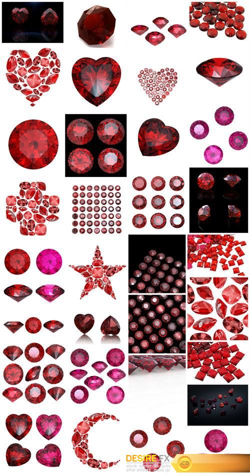 Rubies and garnets - gemstones, 33xUHQ JPEG Photo Stock