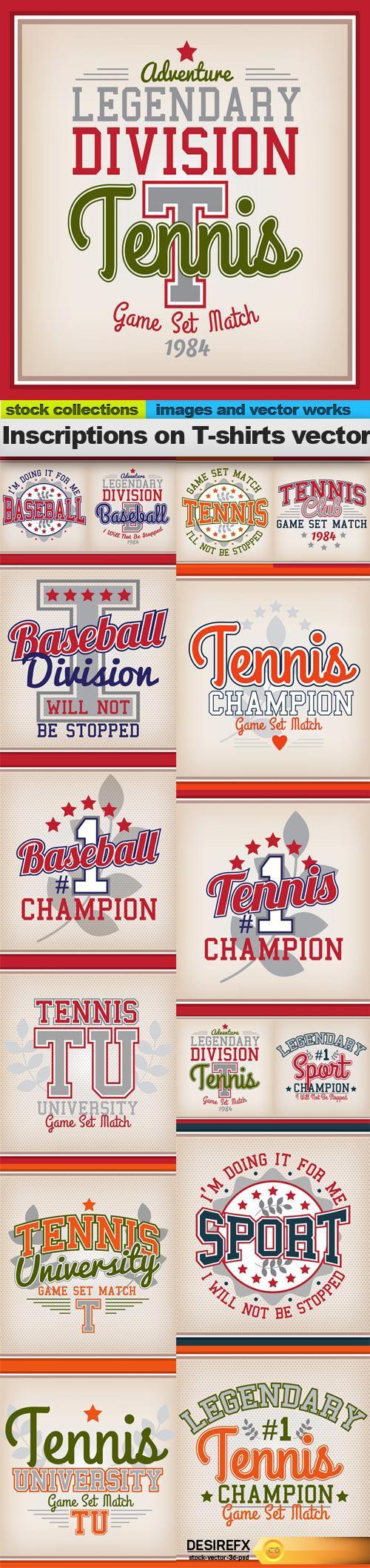 Inscriptions on T-shirts vector, 15 x EPS