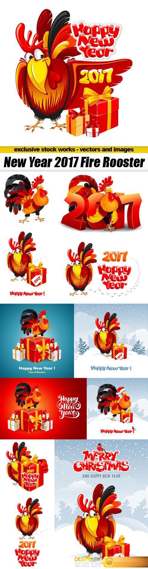 New Year 2017 Fire Rooster - 12xEPS