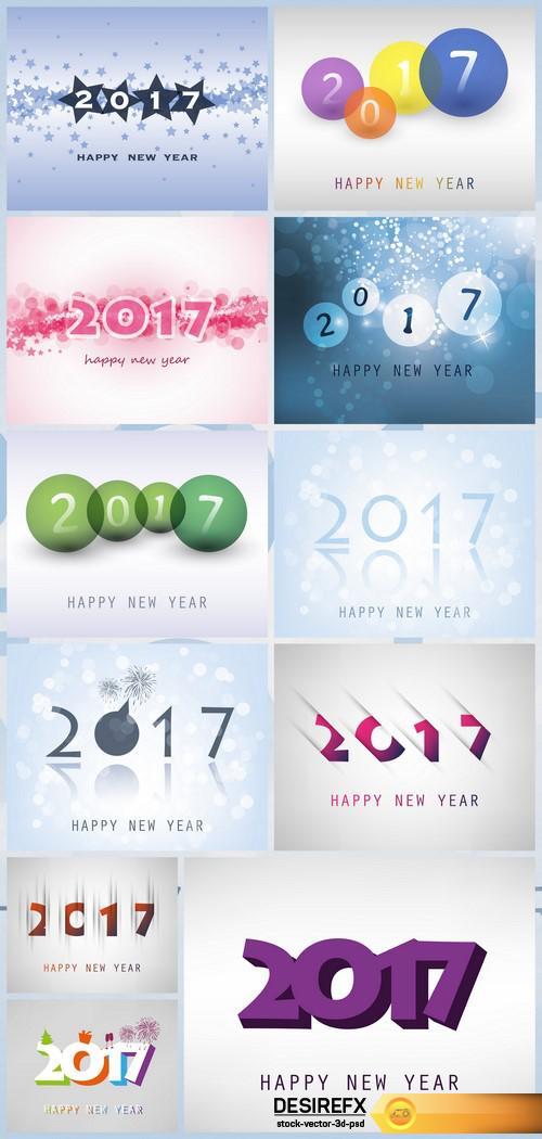 New Year greeting card 2017 11X EPS
