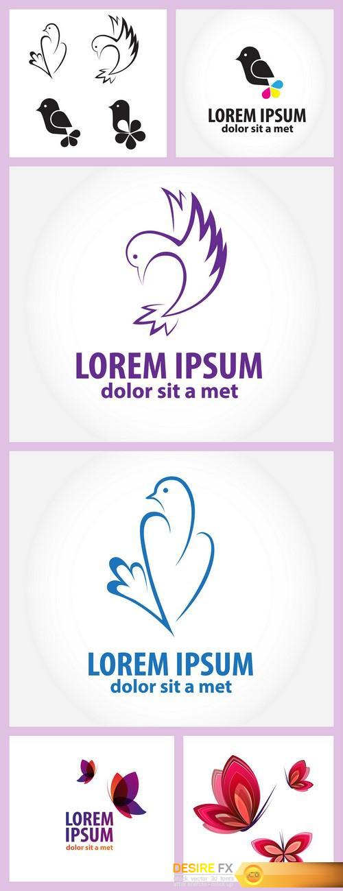 Bird abstract logo design template 6X EPS
