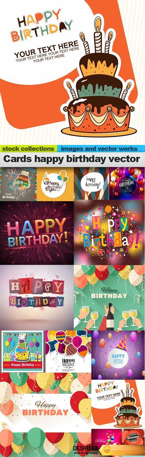 Cards happy birthday vector,15 x EPS