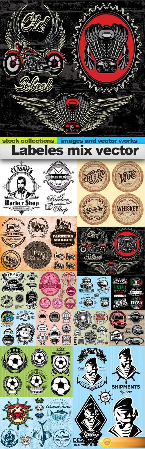 Labeles mix vector, 15 x EPS