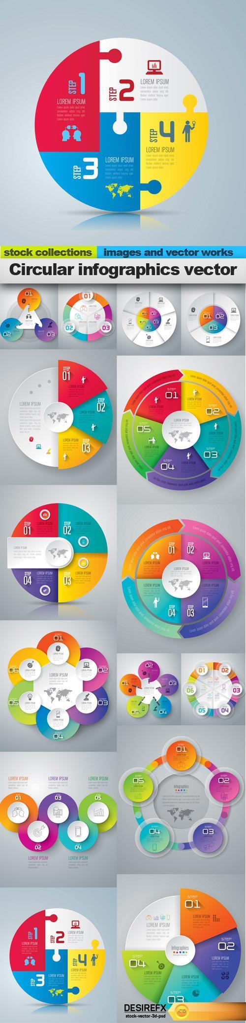 Circular infographics vector, 15 x EPS