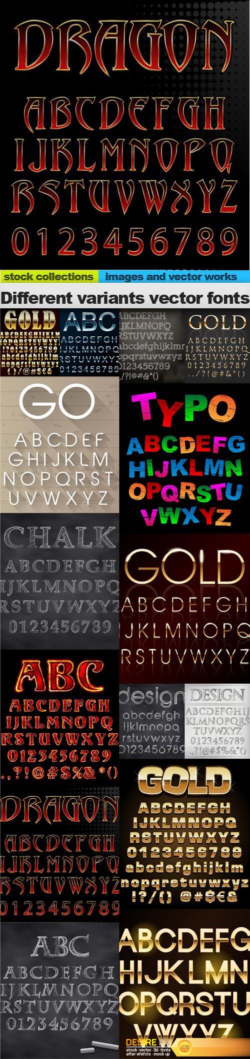 Different variants vector fonts, 15 x EPS