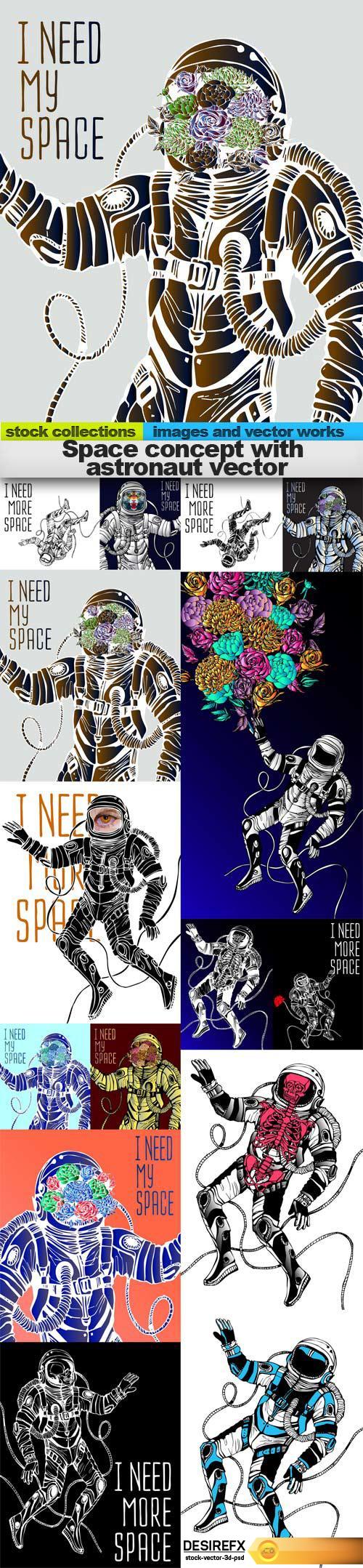 Space concept with astronaut vector, 15 x EPS