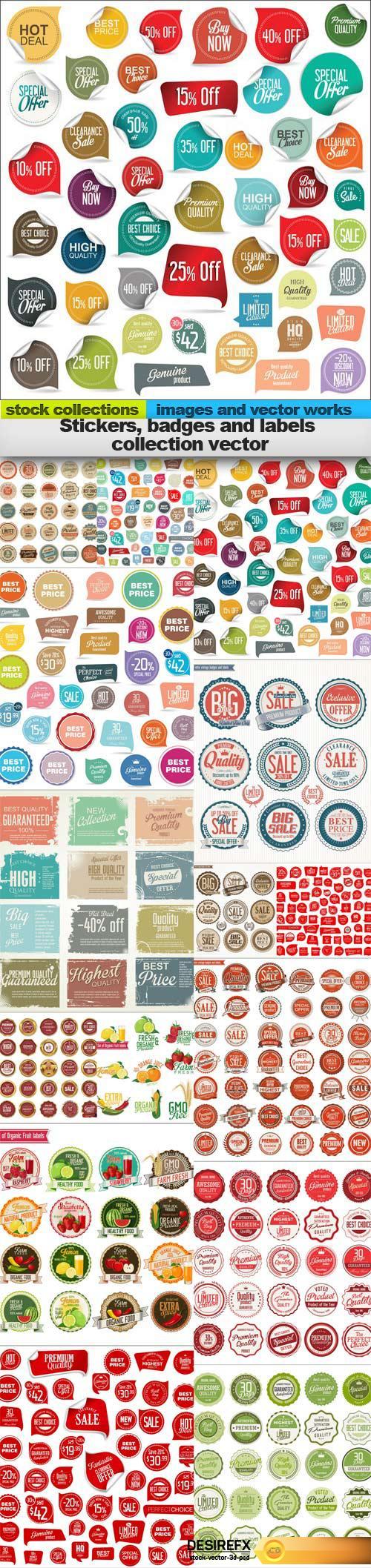 Stickers, badges and labels collection vector, 15 x EPS