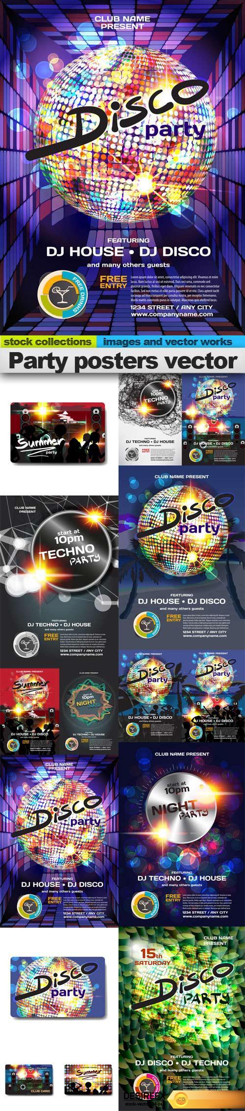 Party posters vector, 15 x EPS