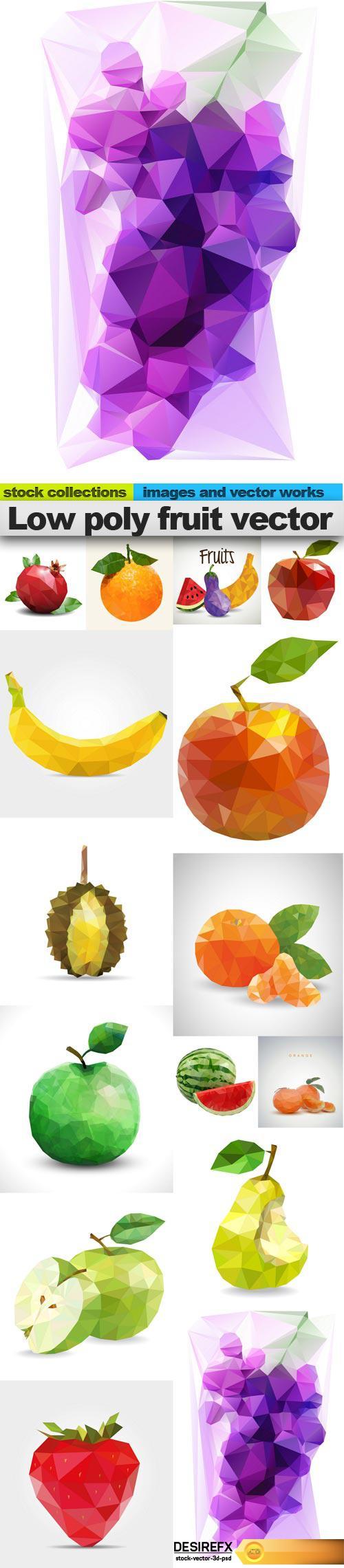 Low poly fruit vector, 15 x EPS