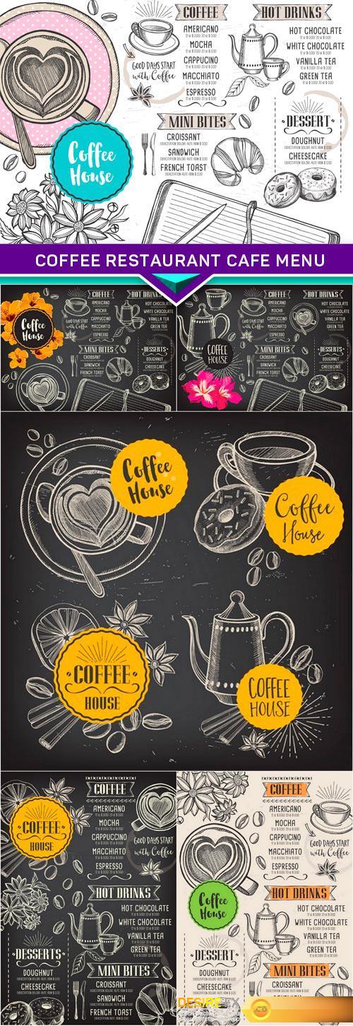 Coffee restaurant cafe menu, template design 6X EPS