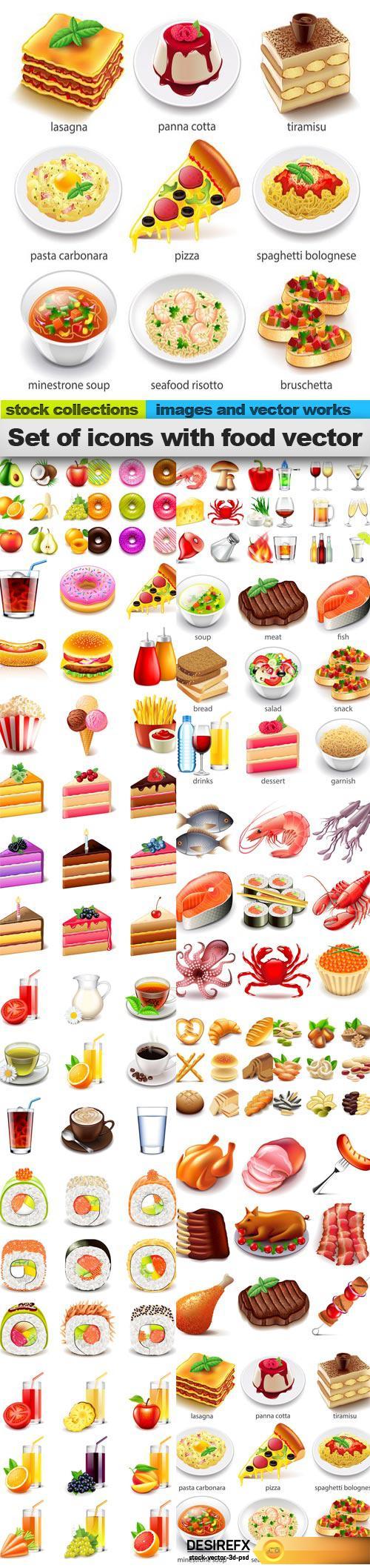 Set of icons with food vector, 15 x EPS