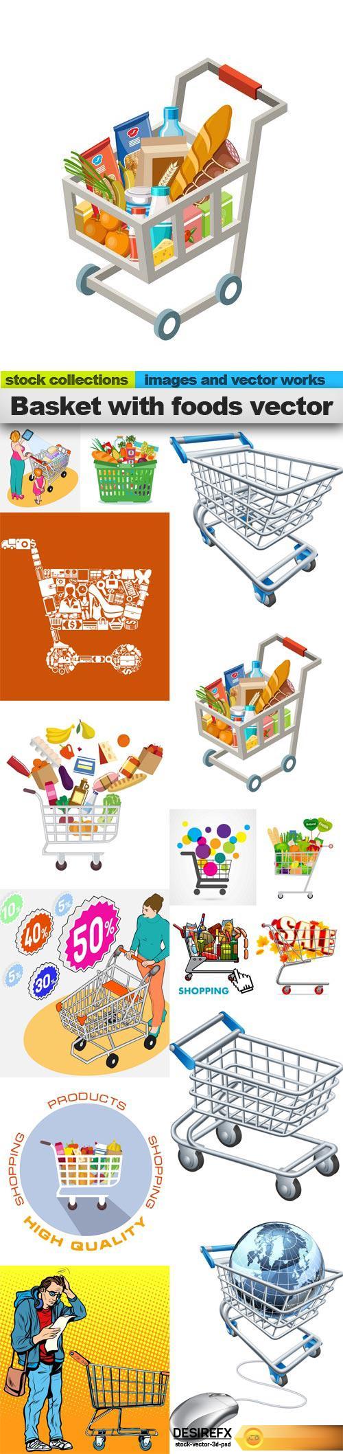 Basket with foods vector, 15 x EPS