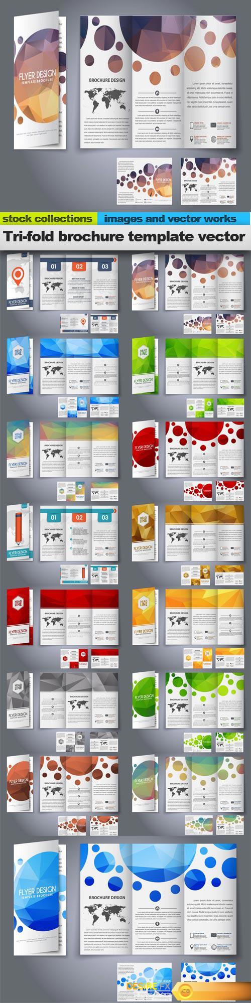 Tri-fold brochure template vector, 15 x EPS
