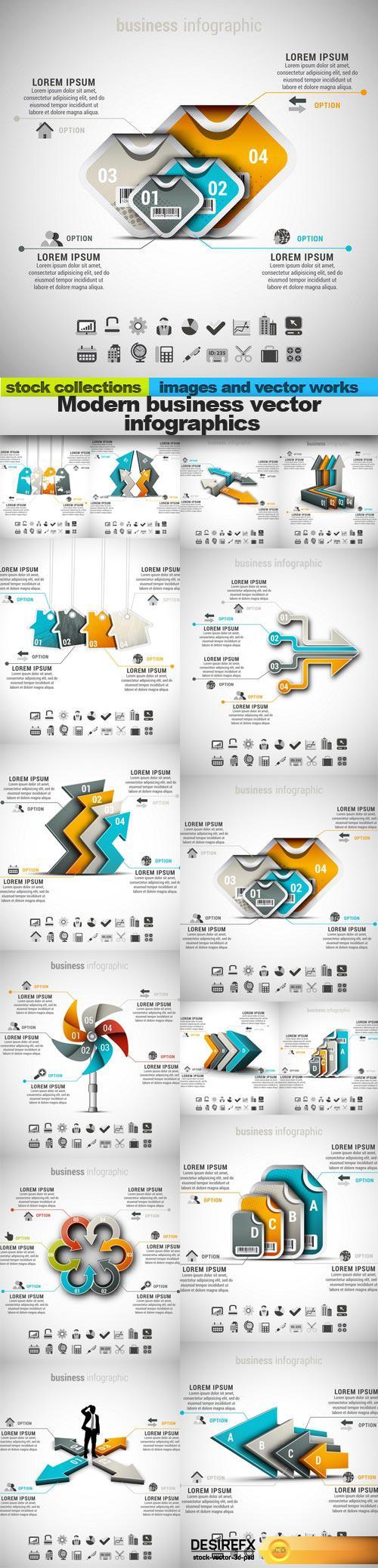 Modern business vector infographics, 15 x EPS