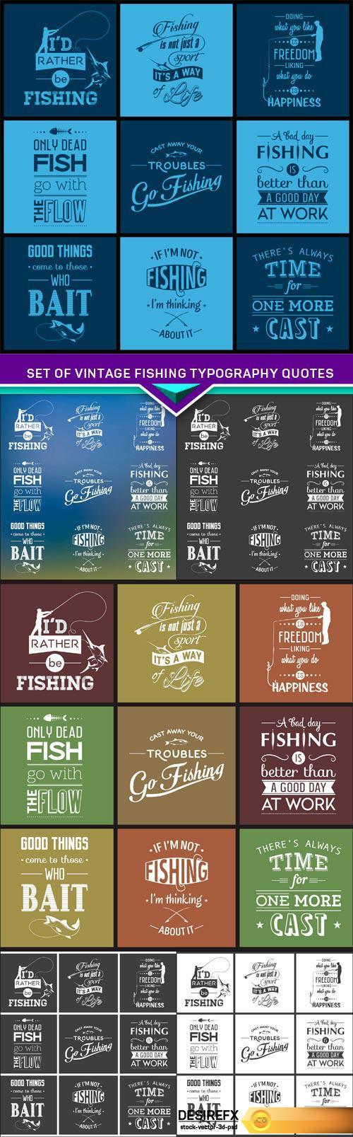 Set of vintage fishing typography quotes 6X EPS