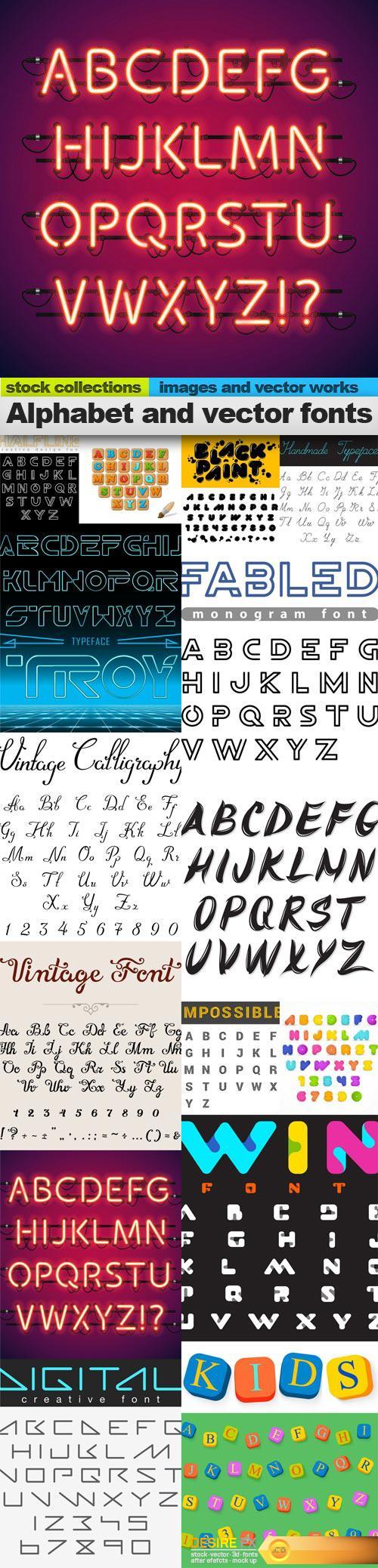 Alphabet and vector fonts, 15 x EPS