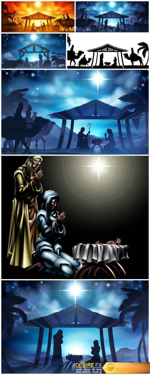 Christmas Nativity Scene 7X EPS
