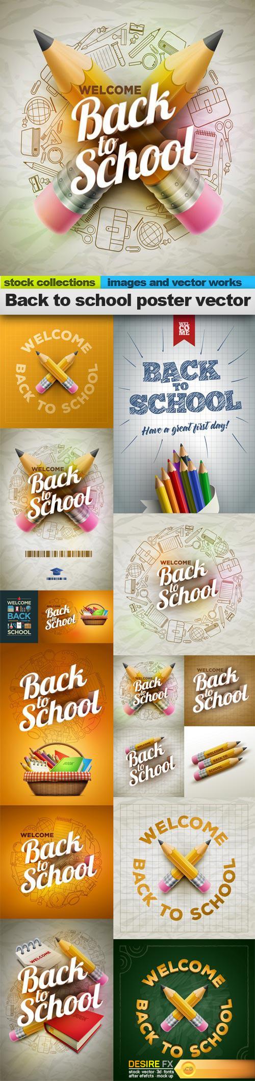 Back to school poster vector, 15 x EPS