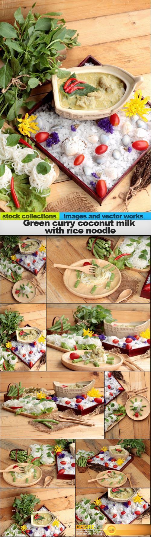 Green curry coconut milk with rice noodle, 10 x UHQ JPEG