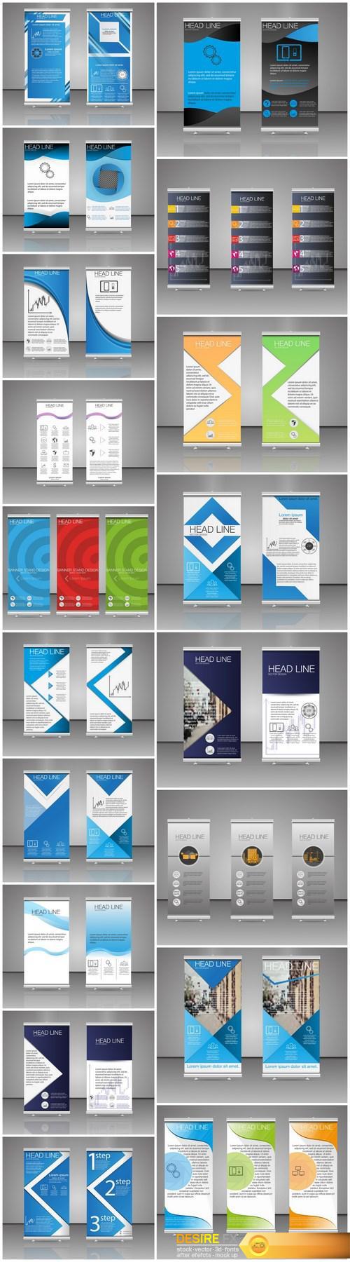 Corporate vertical vector flyer & roll up banner 4 - 18xEPS