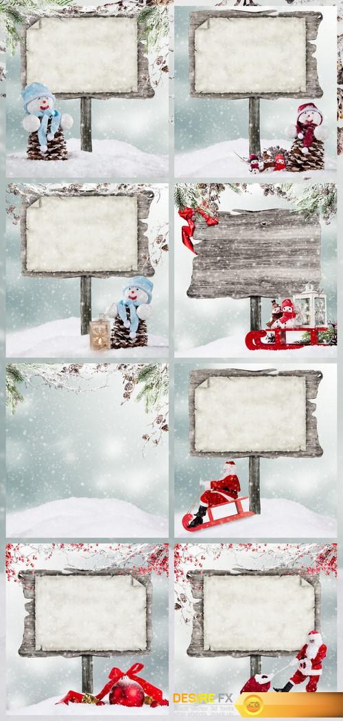 Christmas billboard banner snow background 8X JPEG
