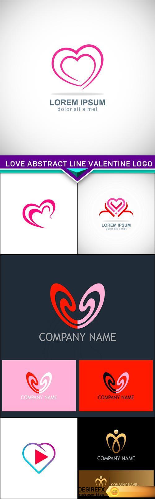 love abstract line valentine logo 6X EPS