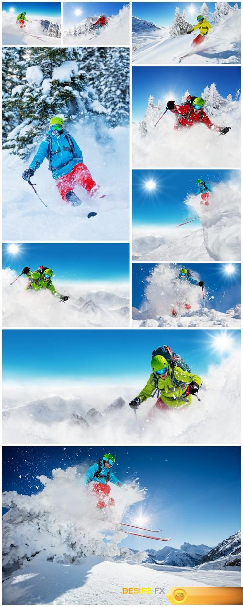 Skier, snow slope 10X JPEG