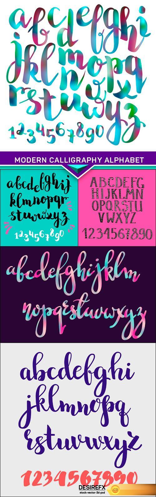 Modern calligraphy alphabet 5X EPS