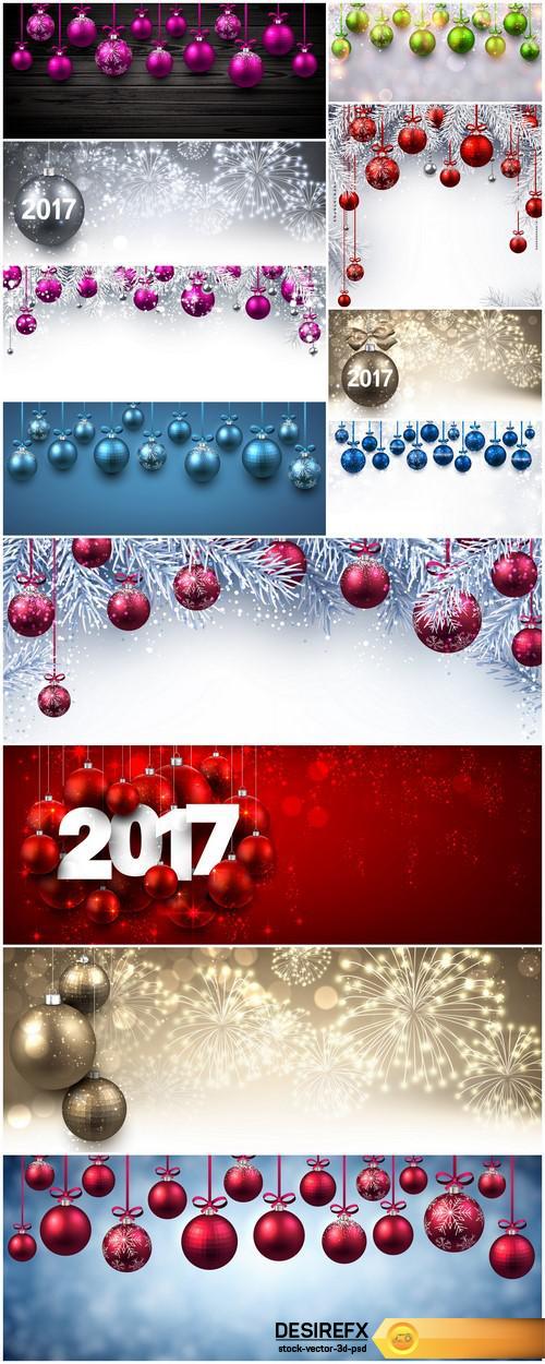 2017 New Year background with fireworks 12X EPS
