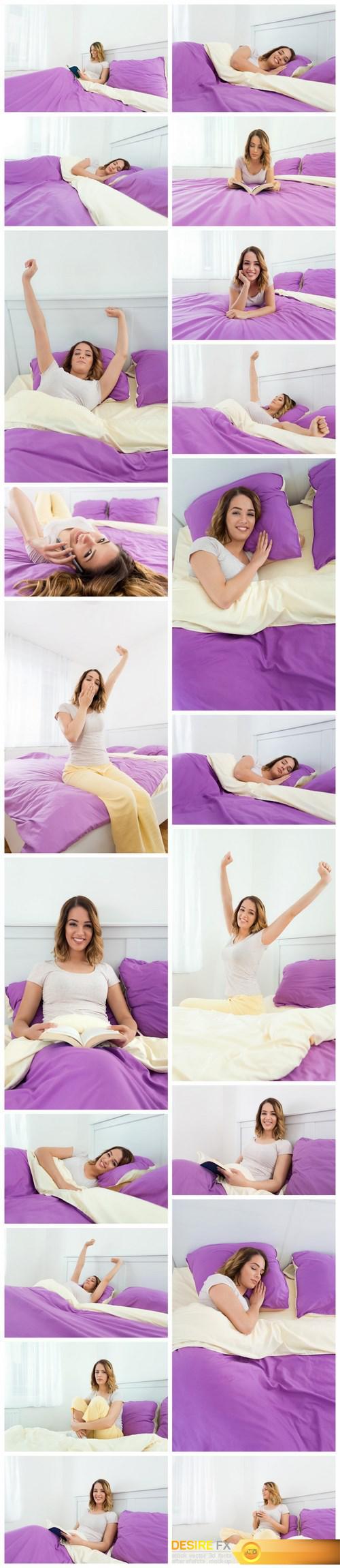 Beautiful young woman is sleeping in bed - 20xUHQ JPEG