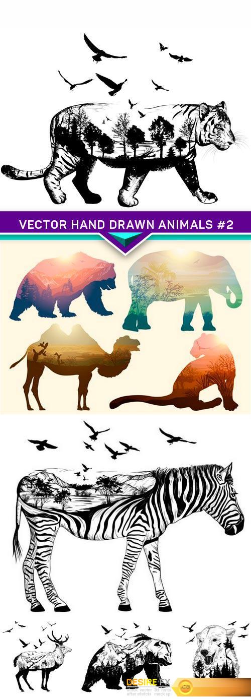 Vector Hand drawn animals #2 6X EPS
