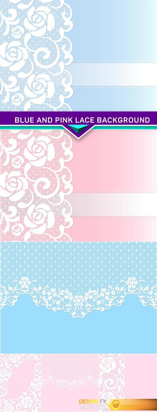 Blue and pink lace background 6X EPS