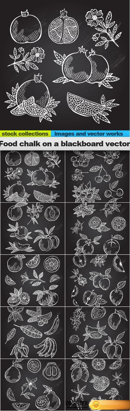 Food chalk on a blackboard vector, 10 x EPS 