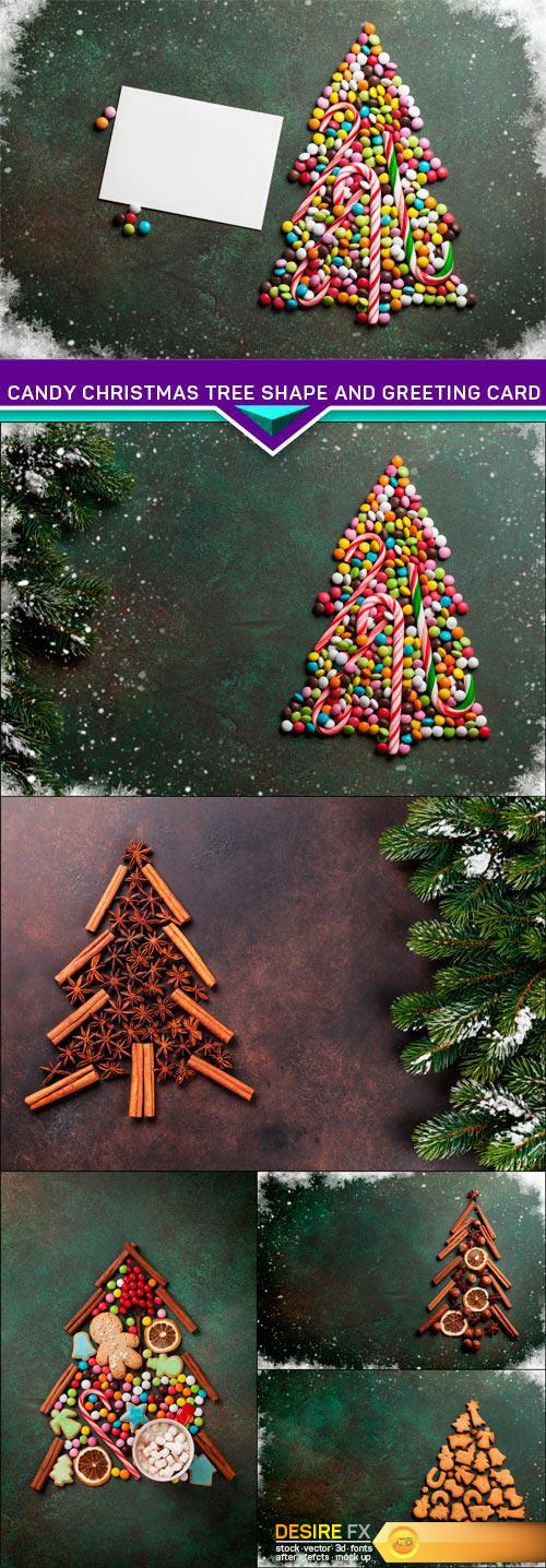 Candy christmas tree shape and greeting card 6X JPEG