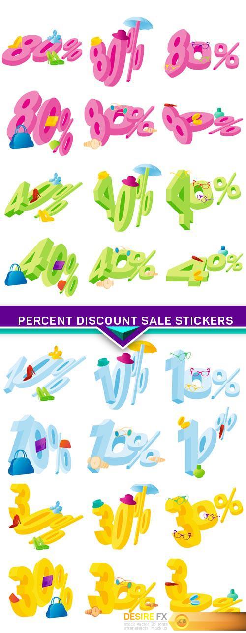 Percent discount sale stickers 4X JPEG