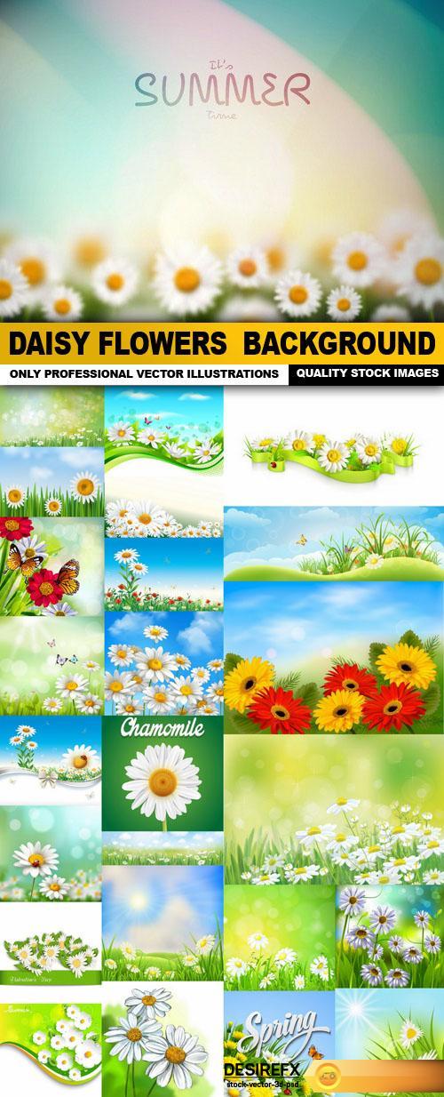 Daisy Flowers Background - 25 Vector