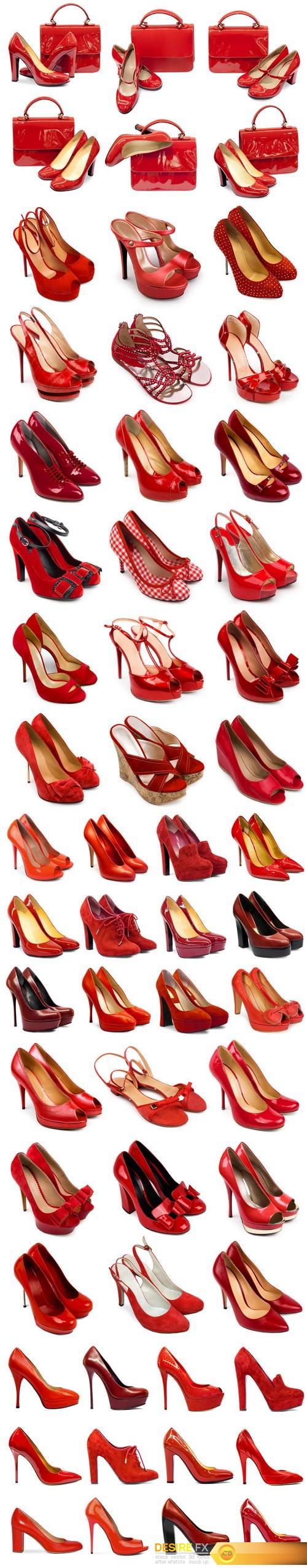 Red female shoes and handbags - 6xUHQ JPEG Photo Stock