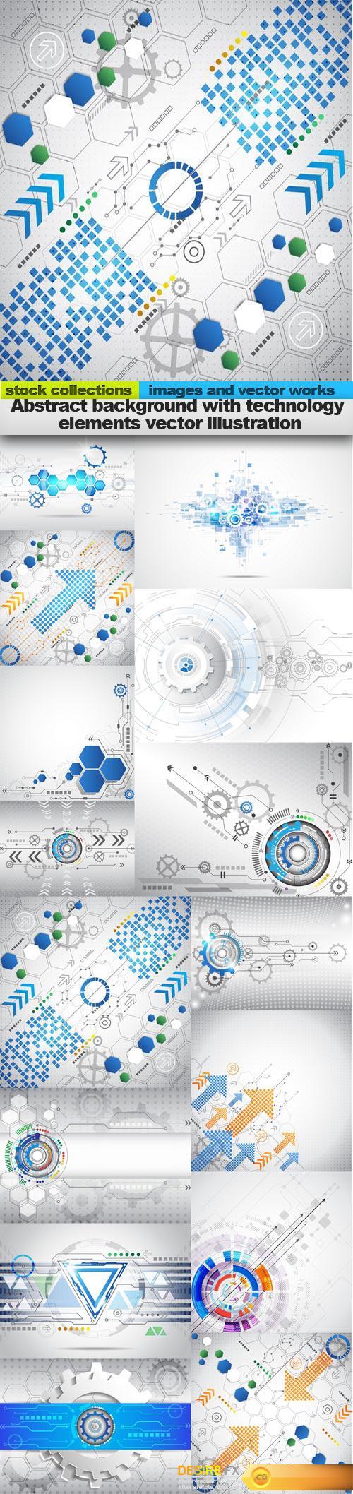 Abstract background with technology elements vector illustration, 15 x EPS