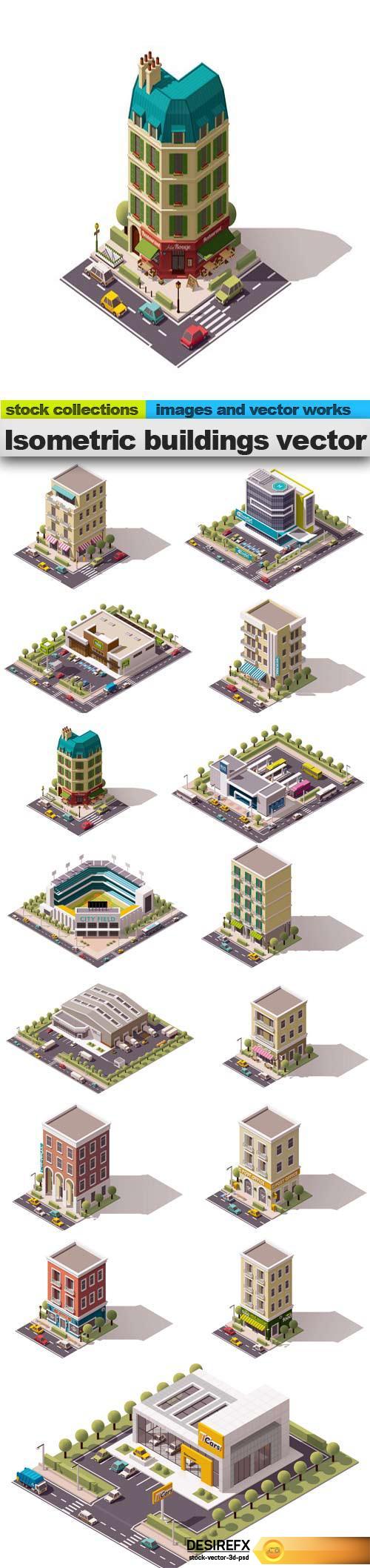 Isometric buildings vector, 15 x EPS