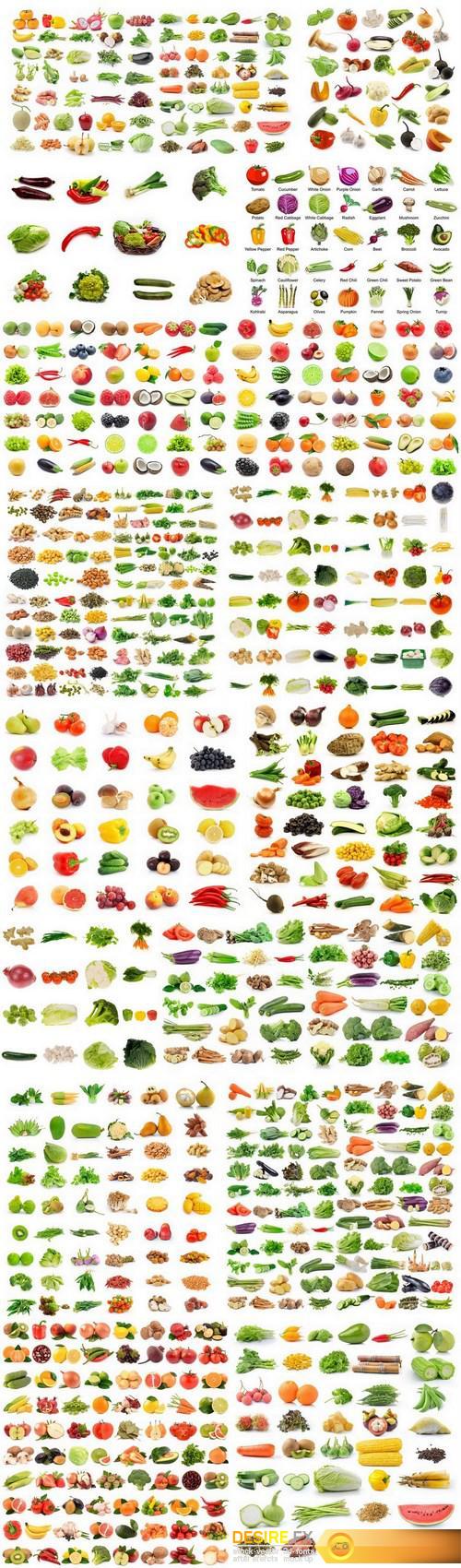 Fruit and Vegetable Isolated on White Background - 16xUHQ JPEG Photo Stock