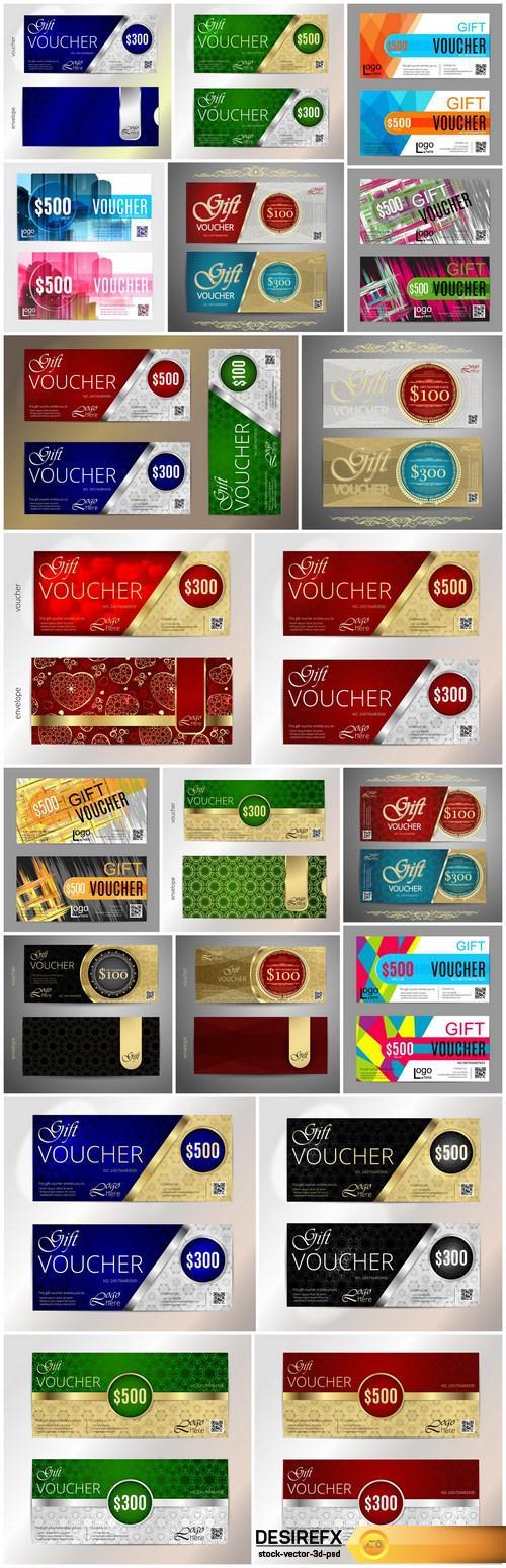 Collection of gift cards and vouchers 2 - 20xEPS Vector Stock