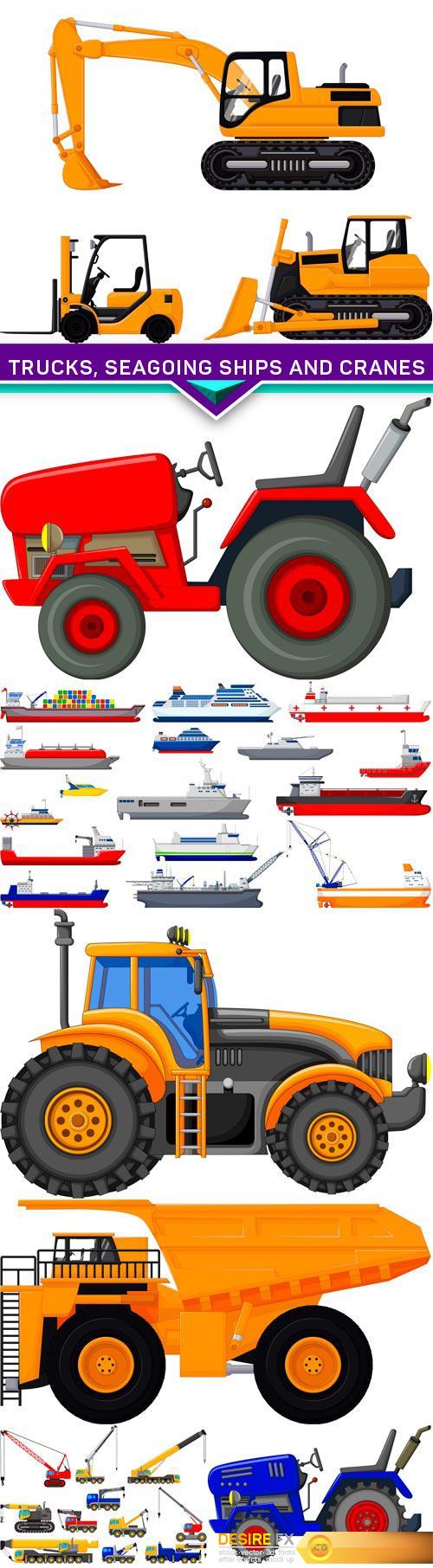 Trucks, seagoing ships and cranes 7X JPEG